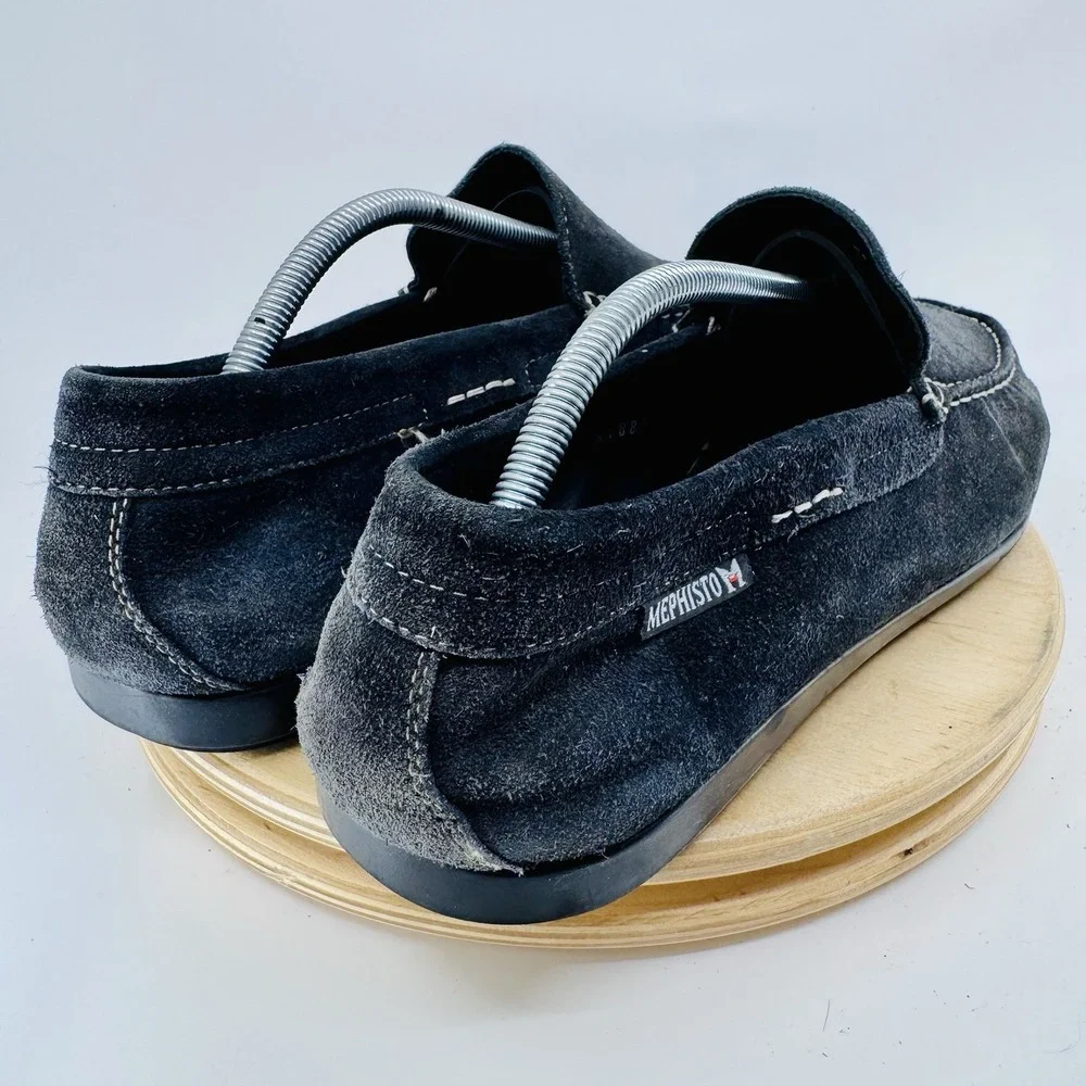 Mephisto Cool-Air Loafers Mens 9.5 Charcoal  Suede Moc Toe Comfort Driving Shoes
